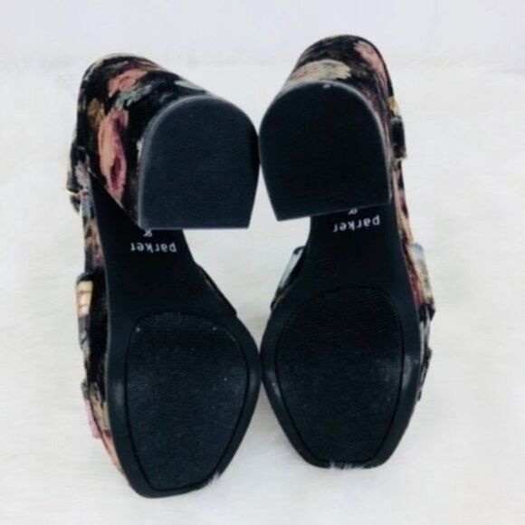 PARKER & SKY Velvet Floral Chunky Platform Heels  - Picture 5 of 5